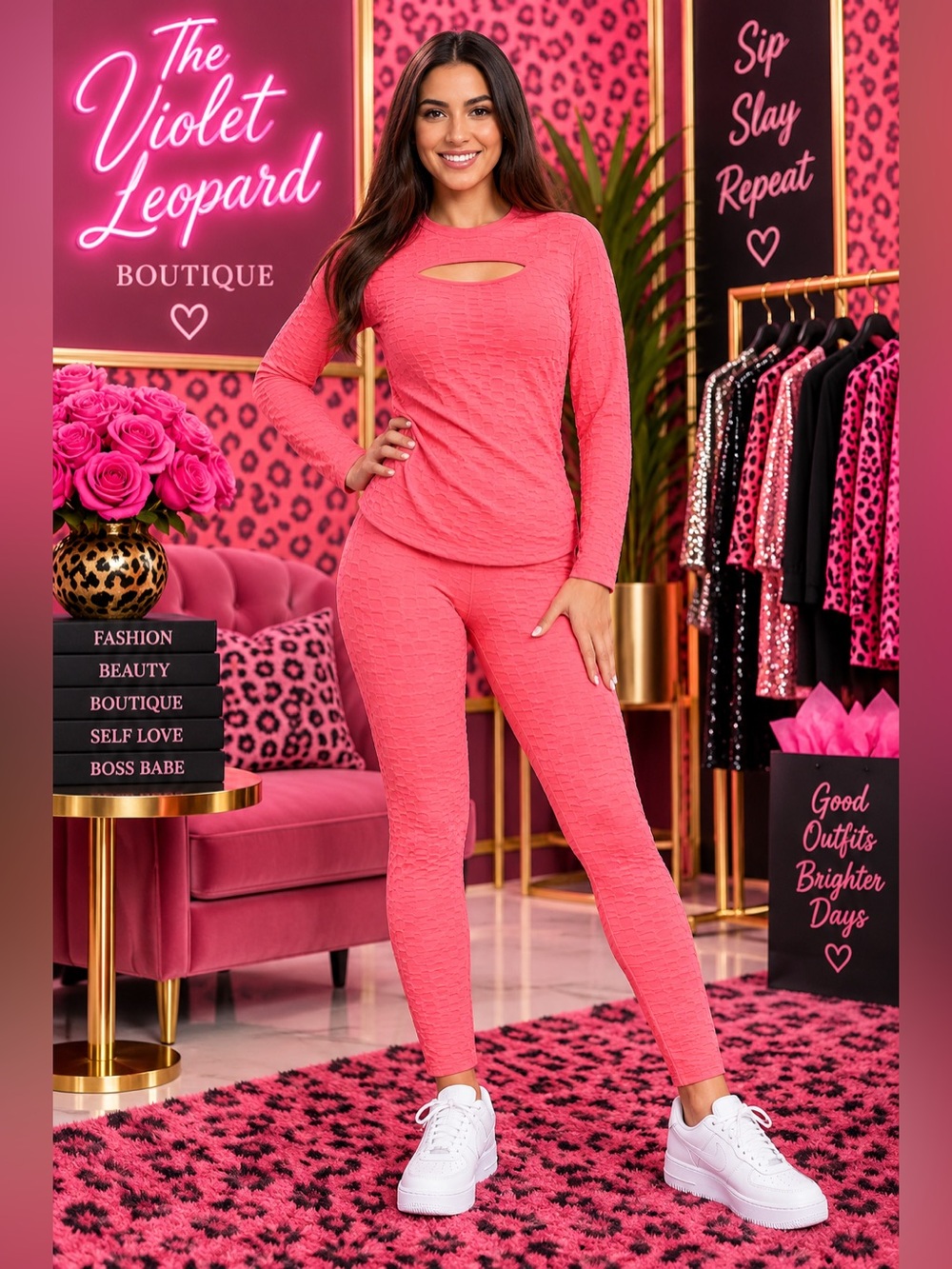 Rich Rogue Women's Pink Cutout Lounge Set